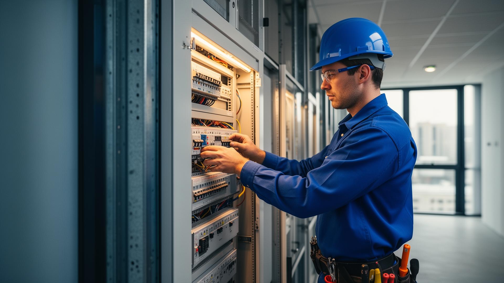 Électricien professionnel au travail